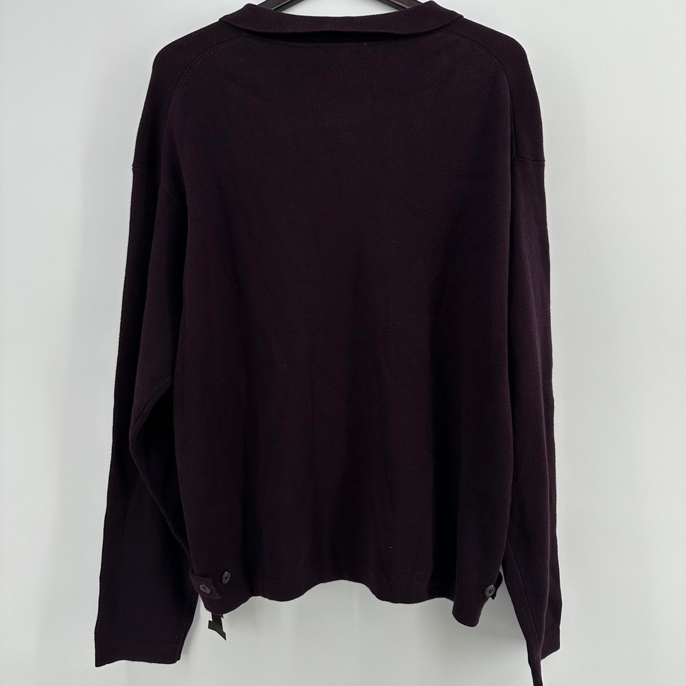 Slates Mens XL Full Zip Cotton Sweater Burgundy Grape Made in Australia NWT - Picture 2 of 9